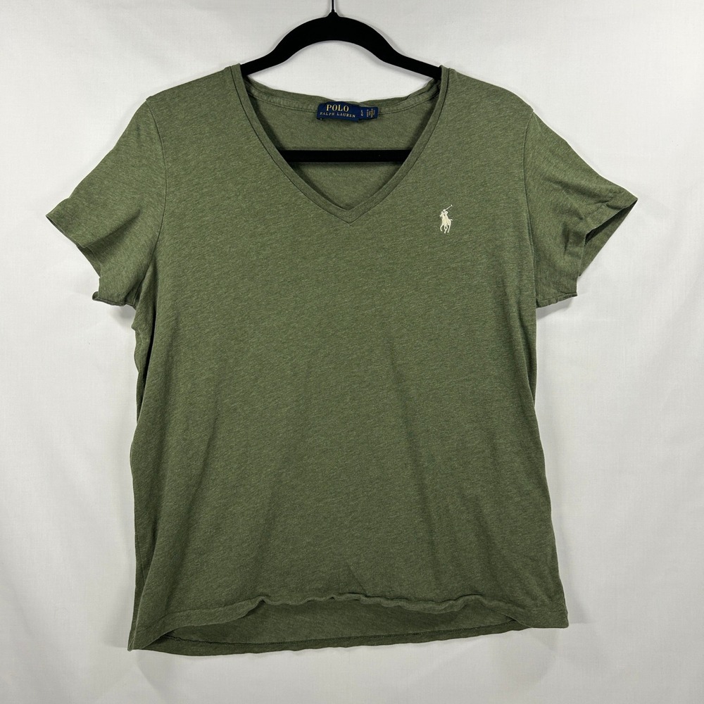 Polo Ralph Lauren Olive Green V-Neck T-Shirt Size L